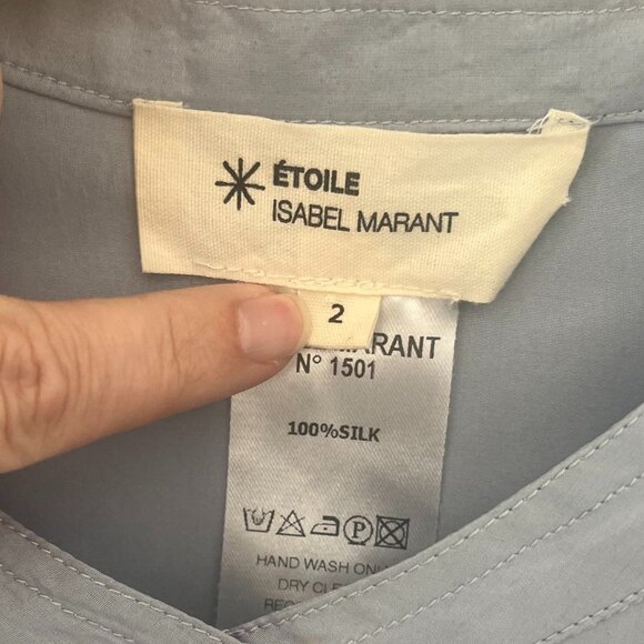 Isabel Marant Etiole Size 2 100% silk button down pale blue top - Picture 2 of 5